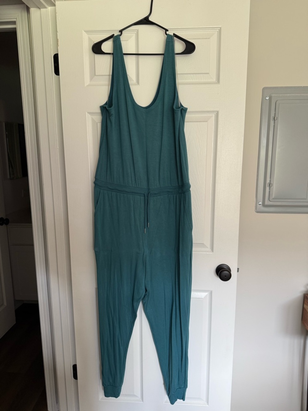 Athleta Teal Sleeveless Drawstring Jumpsuit
